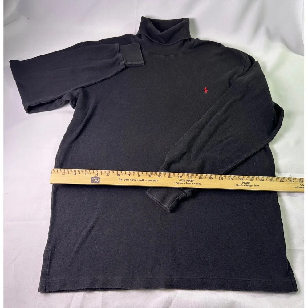 Vintage 90s Polo Ralph‎ Lauren Black Turtleneck Long Sleeve Shirt Red Pony Large